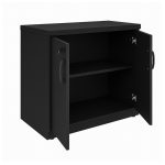 Armário Baixo com Prateleiras Internas – MDP Preto – 26030 VILLA Móveis para Escritório Linha 40mm Preto / Preto 10