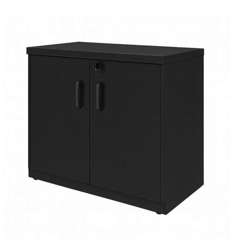 Armário Baixo com Prateleiras Internas – MDP Preto – 26030 VILLA Móveis para Escritório Linha 40mm Preto / Preto 4