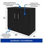 Armário Baixo com Prateleiras Internas – MDP Preto – 26030 VILLA Móveis para Escritório Linha 40mm Preto / Preto 13