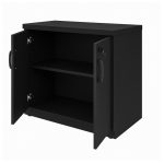 Armário Baixo com Prateleiras Internas – MDP Preto – 26030 VILLA Móveis para Escritório Linha 40mm Preto / Preto 14