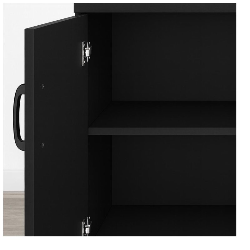 Armário Baixo com Prateleiras Internas – MDP Preto – 26030 VILLA Móveis para Escritório Linha 40mm Preto / Preto 7