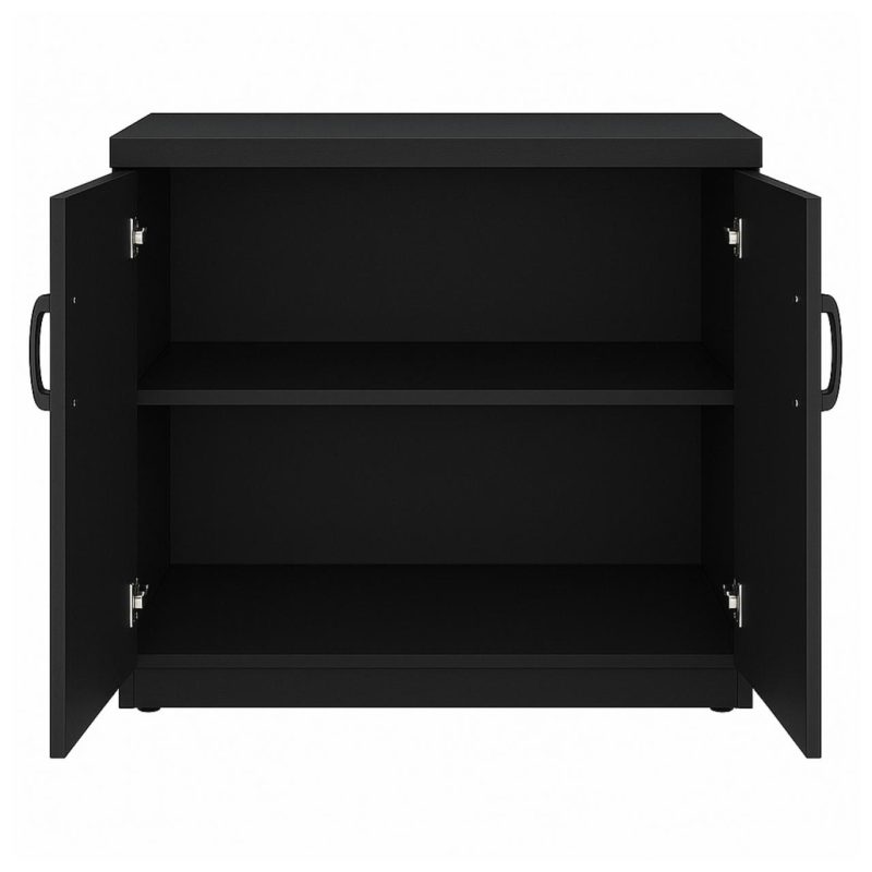 Armário Baixo com Prateleiras Internas – MDP Preto – 26030 VILLA Móveis para Escritório Linha 40mm Preto / Preto 9
