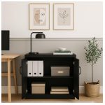 Armário Baixo com Prateleiras Internas – MDP Preto – 26030 VILLA Móveis para Escritório Linha 40mm Preto / Preto 19