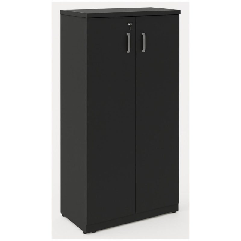 Armário Alto Fechado com Portas e Prateleiras Internas – MDP Preto – 26031 VILLA Móveis para Escritório Linha 40mm Preto / Preto 3