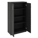 Armário Alto Fechado com Portas e Prateleiras Internas – MDP Preto – 26031 VILLA Móveis para Escritório Linha 40mm Preto / Preto 10