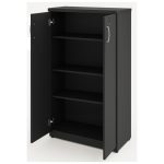 Armário Alto Fechado com Portas e Prateleiras Internas – MDP Preto – 26031 VILLA Móveis para Escritório Linha 40mm Preto / Preto 12