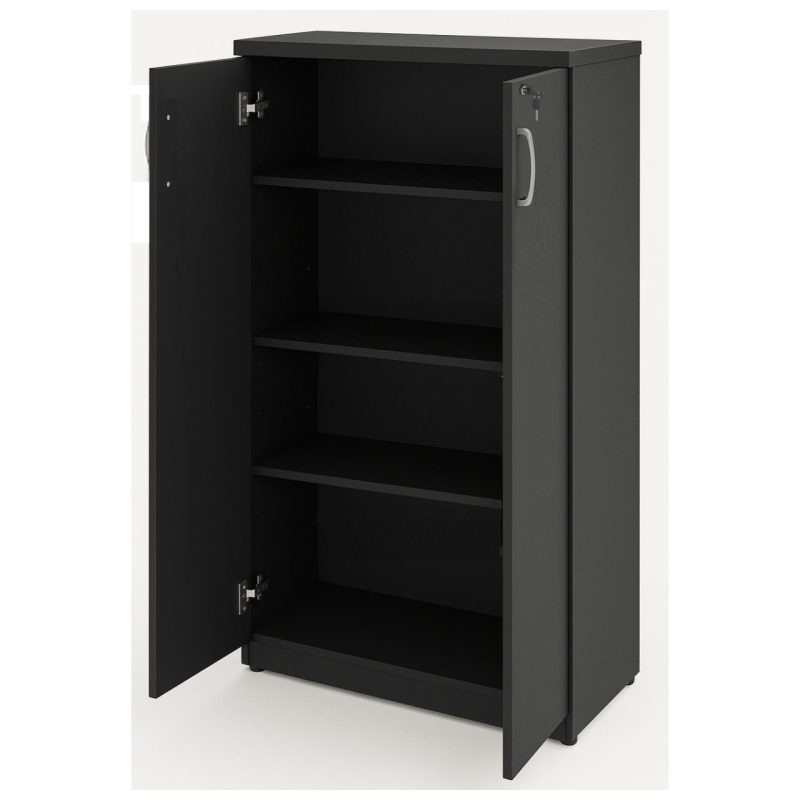 Armário Alto Fechado com Portas e Prateleiras Internas – MDP Preto – 26031 VILLA Móveis para Escritório Linha 40mm Preto / Preto 4