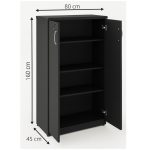 Armário Alto Fechado com Portas e Prateleiras Internas – MDP Preto – 26031 VILLA Móveis para Escritório Linha 40mm Preto / Preto 14