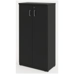 Armário Alto Fechado com Portas e Prateleiras Internas – MDP Preto – 26031 VILLA Móveis para Escritório Linha 40mm Preto / Preto 15