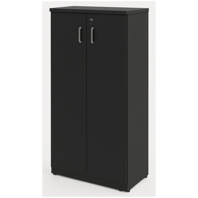 Armário Alto Fechado com Portas e Prateleiras Internas – MDP Preto – 26031 VILLA Móveis para Escritório Linha 40mm Preto / Preto 7