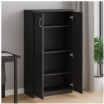 Armário Alto Fechado com Portas e Prateleiras Internas – MDP Preto – 26031 VILLA Móveis para Escritório Linha 40mm Preto / Preto 17