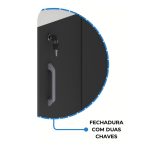 Armário Alto com Portas Inferiores e Prateleiras Abertas – MDP Preto – 26033 VILLA Móveis para Escritório Linha 40mm Preto / Preto 14