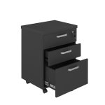 Gaveteiro Volante com 03 Gavetas com Rodízios e Fechadura – MDP Preto – 26034 VILLA Móveis para Escritório Linha 40mm Preto / Preto 9