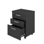 Gaveteiro Volante com 03 Gavetas com Rodízios e Fechadura – MDP Preto – 26034 VILLA Móveis para Escritório Linha 40mm Preto / Preto 12