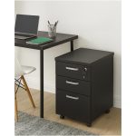 Gaveteiro Volante com 03 Gavetas com Rodízios e Fechadura – MDP Preto – 26034 VILLA Móveis para Escritório Linha 40mm Preto / Preto 15