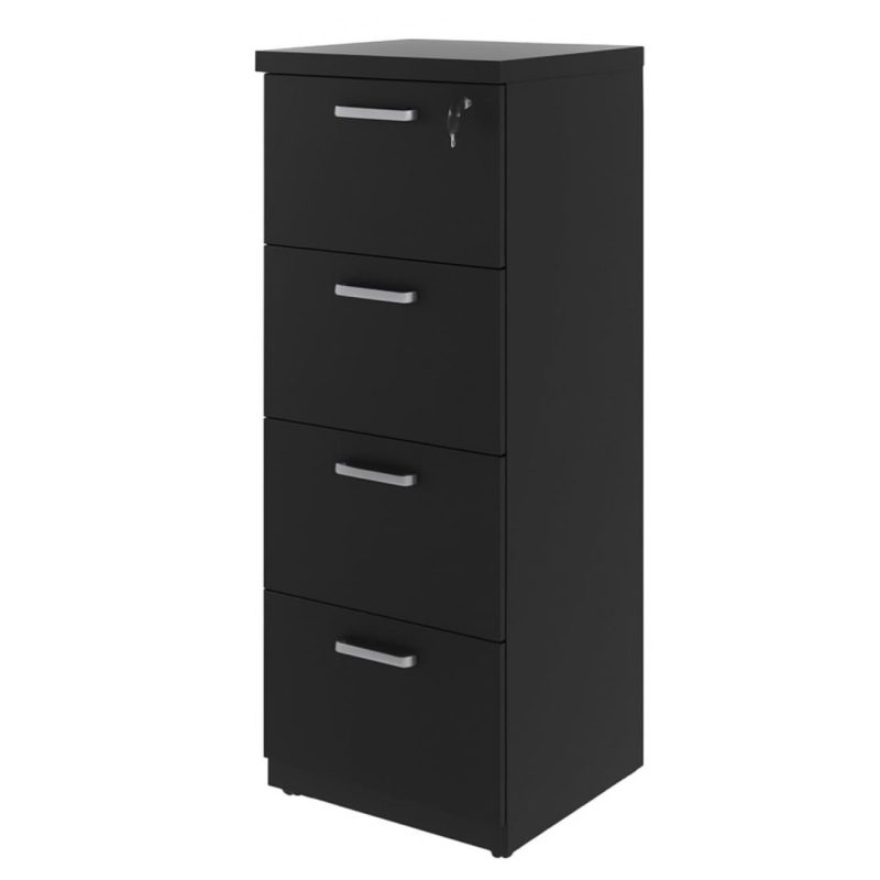 Arquivo de Madeira para Pasta Suspensa com 4 Gavetas – MDP PRETO – 26035 VILLA Móveis para Escritório Linha 40mm Preto / Preto 3