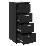 Arquivo de Madeira para Pasta Suspensa com 4 Gavetas – MDP PRETO – 26035 VILLA Móveis para Escritório Linha 40mm Preto / Preto 10