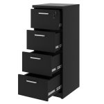 Arquivo de Madeira para Pasta Suspensa com 4 Gavetas – MDP PRETO – 26035 VILLA Móveis para Escritório Linha 40mm Preto / Preto 17