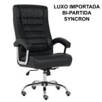 Poltrona LUXO IMPORTADA Concha Dupla Syncron – Couríssimo Preto – 30017 VILLA Móveis para Escritório Presidente 10