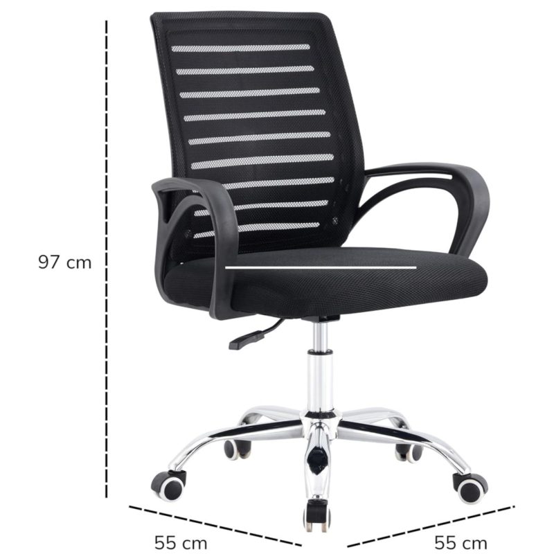 Cadeira para Escritório Tela OZY com Braço – Cor Preta – 30055 VILLA Móveis para Escritório Cadeira de Tela 6