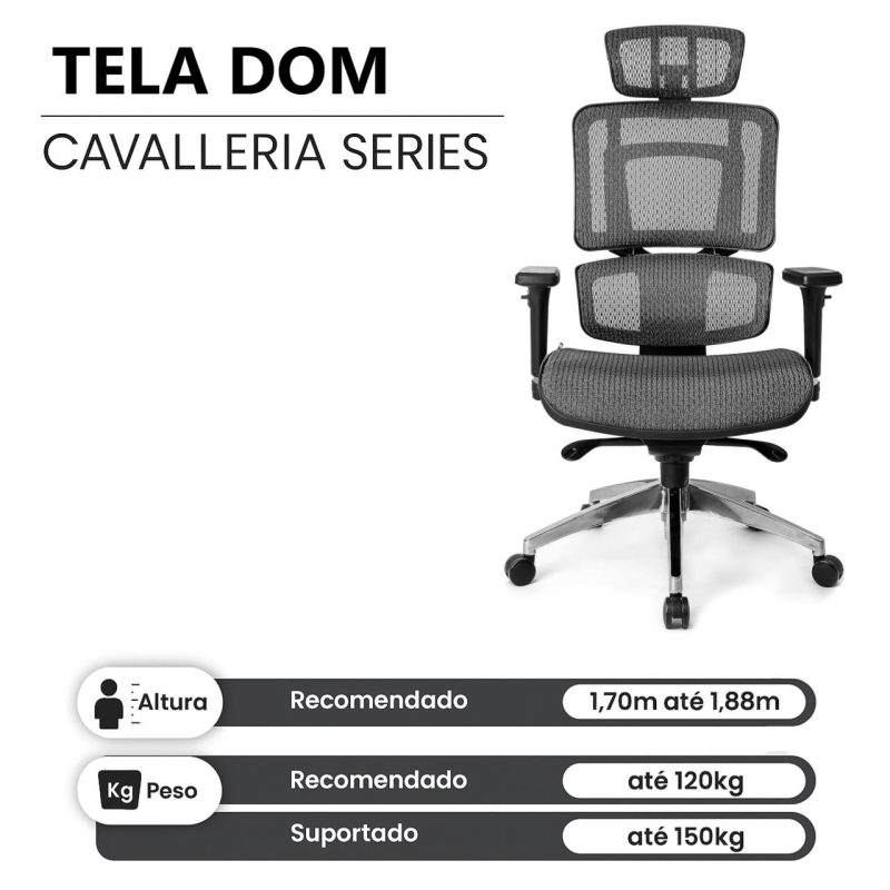 Cadeira de Escritório Presidente TELA DOM – Cor Preta – 32869 VILLA Móveis para Escritório Cadeira de Tela 7