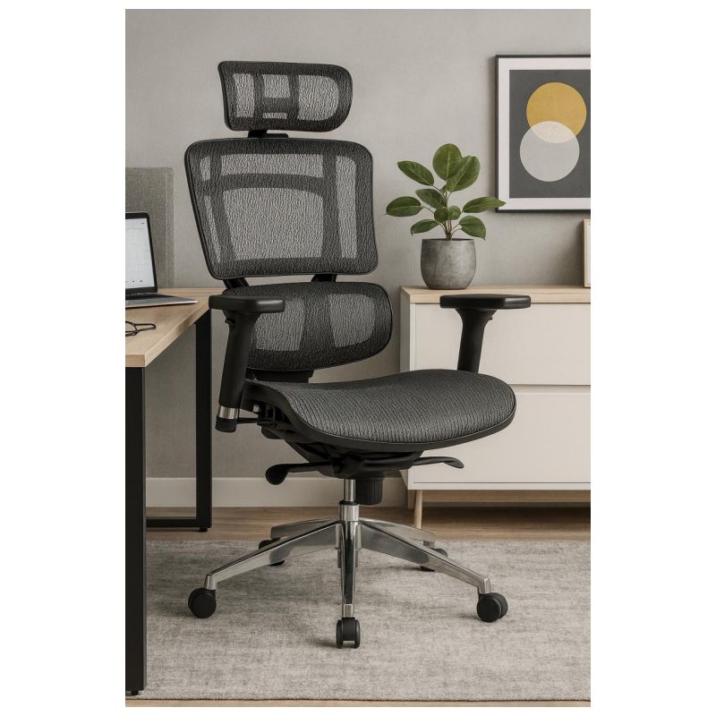 Cadeira de Escritório Presidente TELA DOM – Cor Preta – 32869 VILLA Móveis para Escritório Cadeira de Tela 9