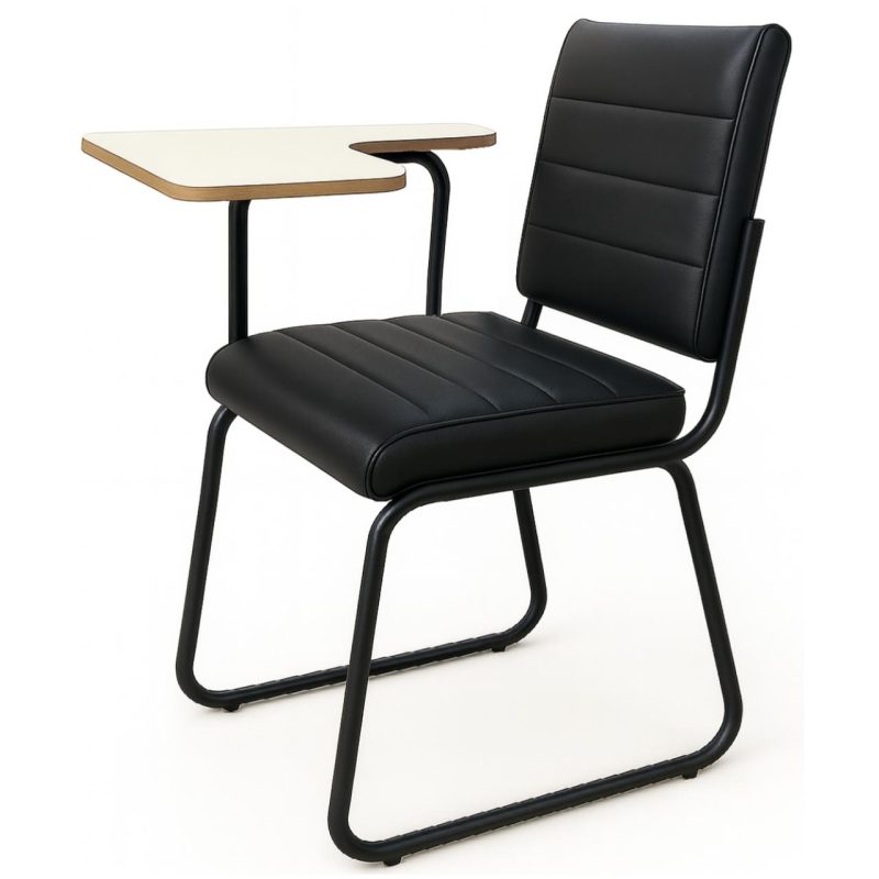 Poltrona Universitária TRIX Estofada com Prancheta Fixa – Corino Preto – 35121 VILLA Móveis para Escritório Carteira Escolar 3