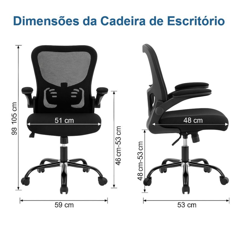 Cadeira de Escritório Tela NYO – Cor Preto – 20097 VILLA Móveis para Escritório Cadeira de Tela 3