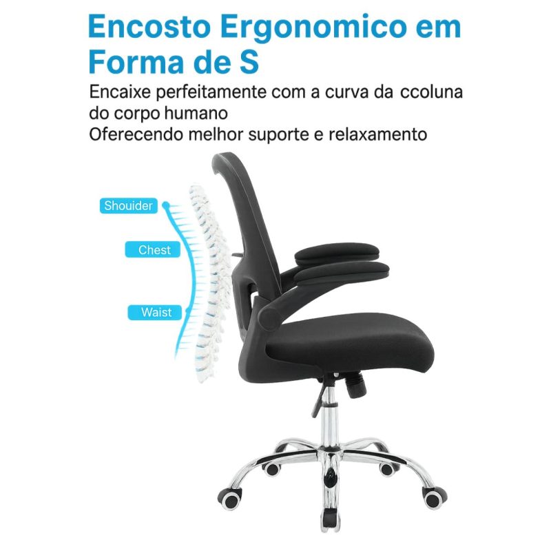 Cadeira de Escritório Tela NYO – Cor Preto – 20097 VILLA Móveis para Escritório Cadeira de Tela 6