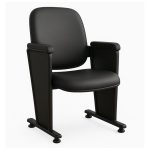 Poltrona Auditório Rebatível 01 Lugar – Linha Premium – Corino Preto – 38101 VILLA Móveis para Escritório Auditório 17