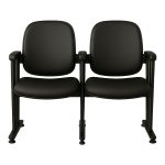 Poltrona Auditório Rebatível 02 Lugares – Linha Premium – Corino Preto – 38102 VILLA Móveis para Escritório Auditório 12