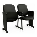Poltrona Auditório Rebatível 02 Lugares – Linha Premium – Corino Preto – 38102 VILLA Móveis para Escritório Auditório 11