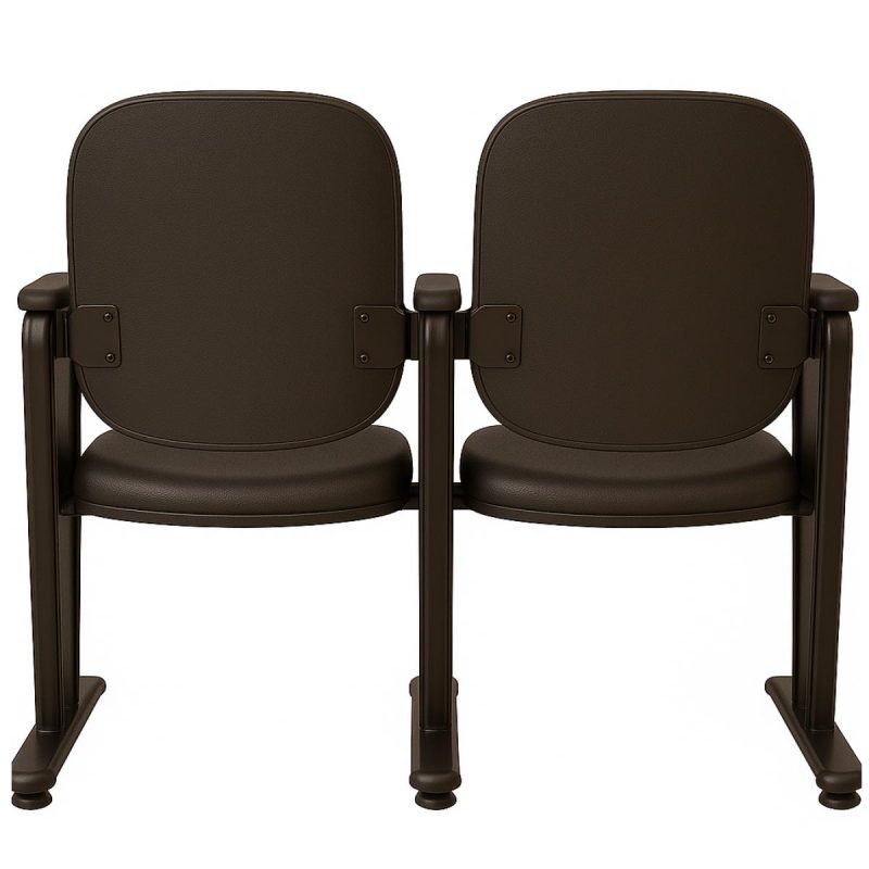 Poltrona Auditório Rebatível 02 Lugares – Linha Premium – Corino Preto – 38102 VILLA Móveis para Escritório Auditório 5