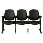 Poltrona Auditório Rebatível 03 Lugares – Linha Premium – Corino Preto – 38103 VILLA Móveis para Escritório Auditório 12