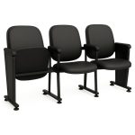 Poltrona Auditório Rebatível 03 Lugares – Linha Premium – Corino Preto – 38103 VILLA Móveis para Escritório Auditório 11