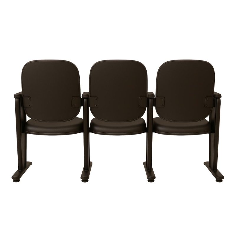 Poltrona Auditório Rebatível 03 Lugares – Linha Premium – Corino Preto – 38103 VILLA Móveis para Escritório Auditório 5