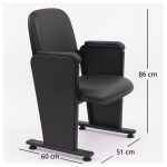 Poltrona Auditório Rebatível 03 Lugares – Linha Premium – Corino Preto – 38103 VILLA Móveis para Escritório Auditório 14