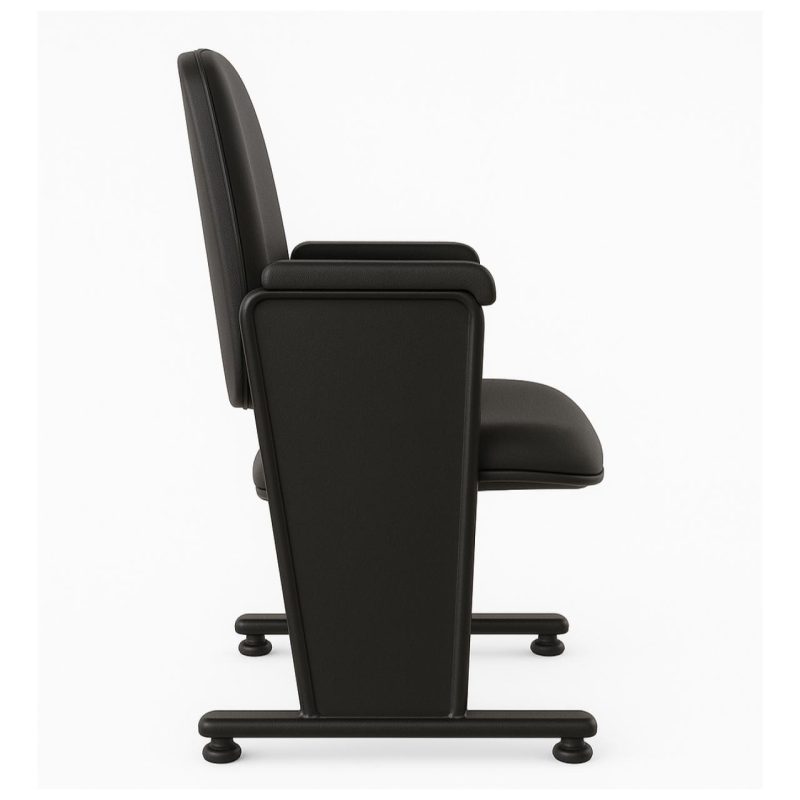 Poltrona Auditório Rebatível 03 Lugares – Linha Premium – Corino Preto – 38103 VILLA Móveis para Escritório Auditório 9