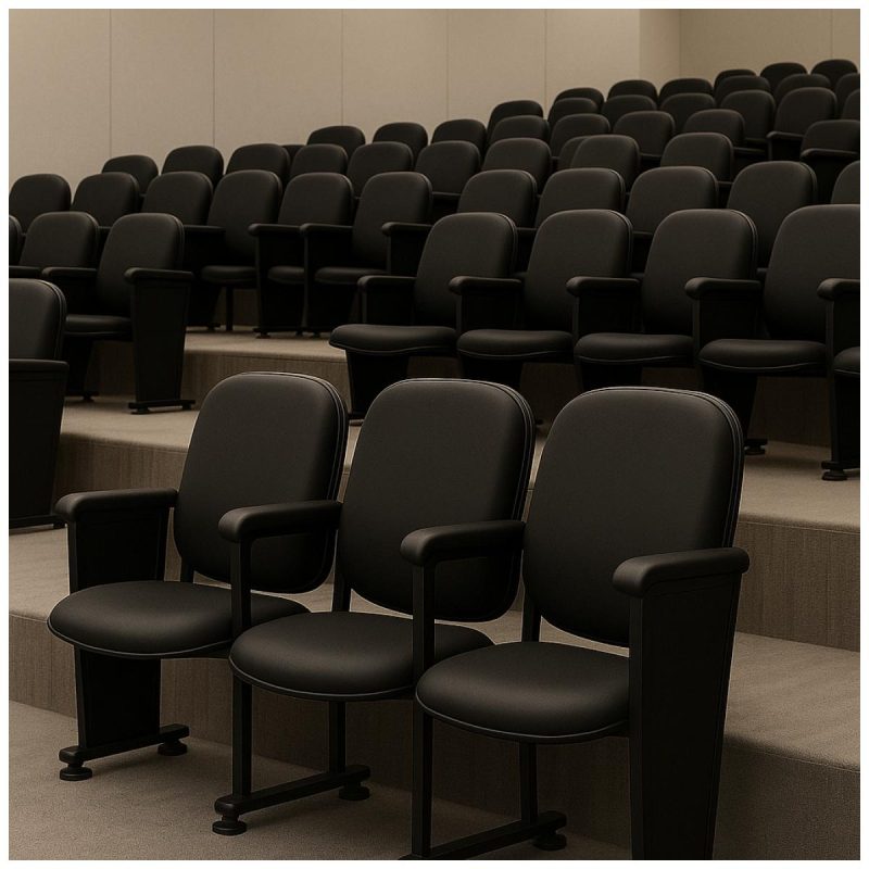 Poltrona Auditório Rebatível 04 Lugares – Linha Premium – Corino Preto – 38104 VILLA Móveis para Escritório Auditório 5