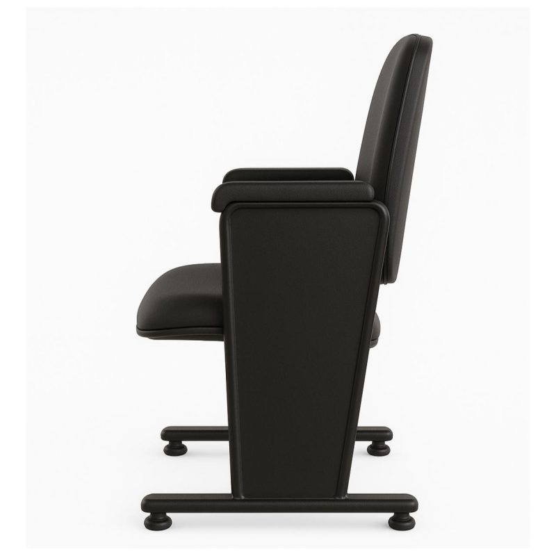 Poltrona Auditório Rebatível 04 Lugares – Linha Premium – Corino Preto – 38104 VILLA Móveis para Escritório Auditório 10