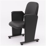 Poltrona Auditório Rebatível 04 Lugares – Linha Premium – Corino Preto – 38104 VILLA Móveis para Escritório Auditório 21