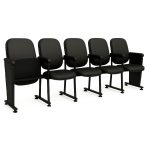 Poltrona Auditório Rebatível 05 Lugares – Linha Premium – Corino Preto – 38105 VILLA Móveis para Escritório Auditório 11