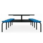 Mesa para Refeitório FIXA 10 Lugares MDP Branco de 25 mm – Assento AZUL – 50104 VILLA Móveis para Escritório Fixo 10 Lugares 14