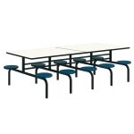 Mesa para Refeitório FIXA 10 Lugares MDP Branco de 25 mm – Assento AZUL – 50104 VILLA Móveis para Escritório Fixo 10 Lugares 15