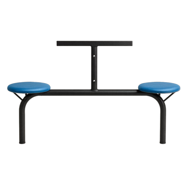 Mesa para Refeitório FIXA 10 Lugares MDP Branco de 25 mm – Assento AZUL – 50104 VILLA Móveis para Escritório Fixo 10 Lugares 10