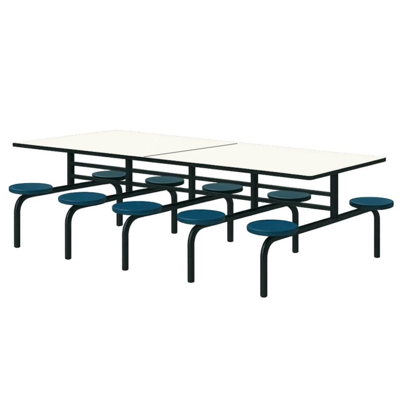 Mesa para Refeitório FIXA 10 Lugares MDP Branco de 25 mm – Assento AZUL – 50104 VILLA Móveis para Escritório Fixo 10 Lugares 3