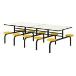 Mesa para Refeitório FIXA 10 Lugares MDP Branco de 25 mm – Assento AMARELO – 50105 VILLA Móveis para Escritório Fixo 10 Lugares 11