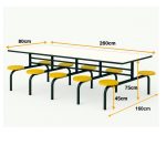 Mesa para Refeitório FIXA 10 Lugares MDP Branco de 25 mm – Assento AMARELO – 50105 VILLA Móveis para Escritório Fixo 10 Lugares 13