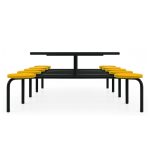 Mesa para Refeitório FIXA 10 Lugares MDP Branco de 25 mm – Assento AMARELO – 50105 VILLA Móveis para Escritório Fixo 10 Lugares 14