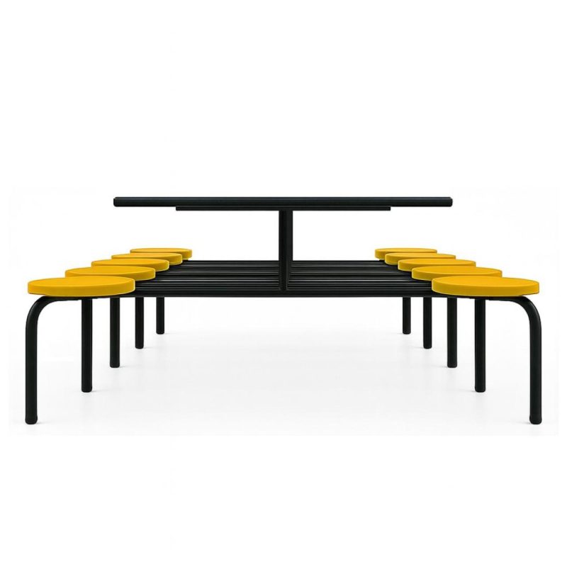 Mesa para Refeitório FIXA 10 Lugares MDP Branco de 25 mm – Assento AMARELO – 50105 VILLA Móveis para Escritório Fixo 10 Lugares 6